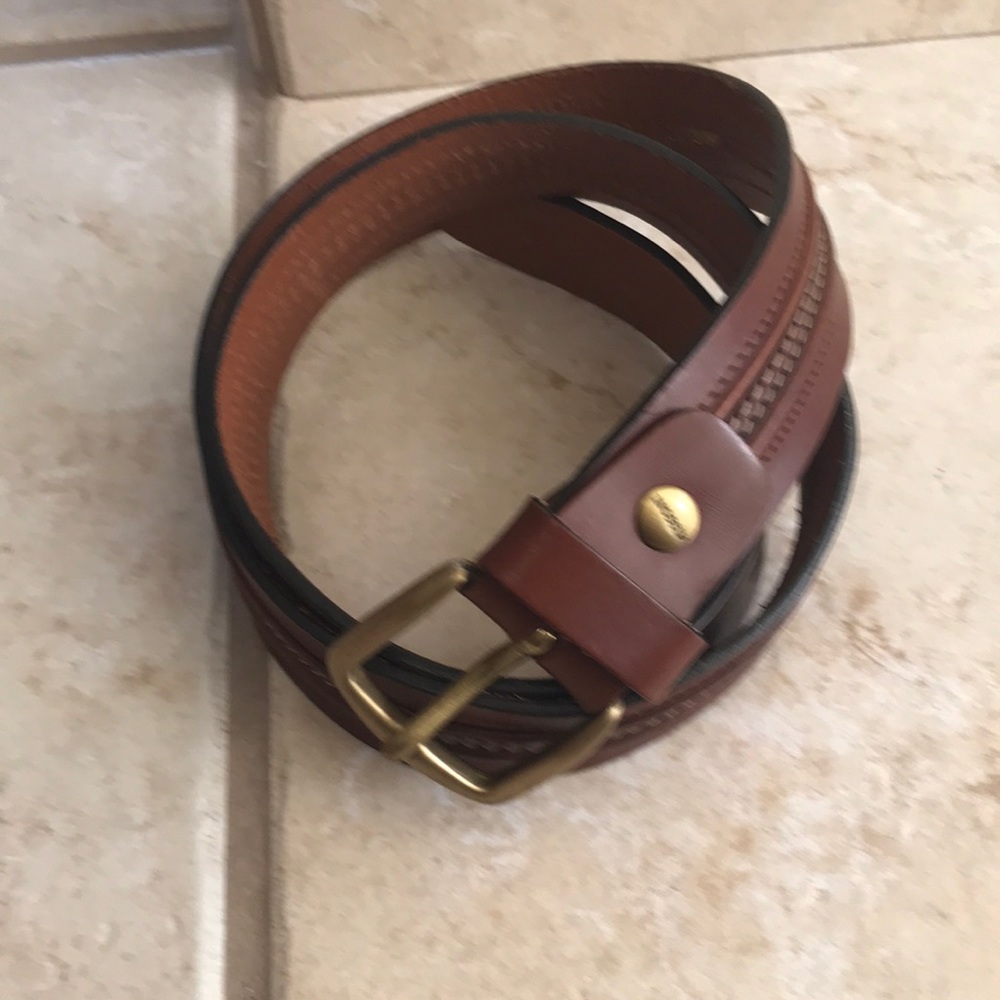 Missoni brown leather belt with brass nickel